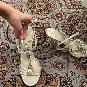 Off white satin Bridal heel sandals